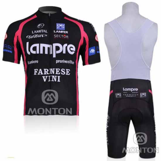 2010 Maillot Lampre Tirantes Mangas Cortas Negro